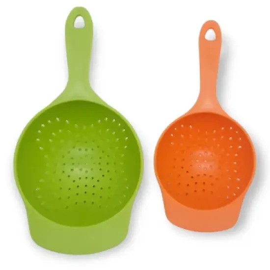 Handy Housewares Colander Set - 2 Piece Nesting Mini Colanders for Berries, Pasta, Veggies - Small Plastic Strainers, Dishwasher Safe image {6}