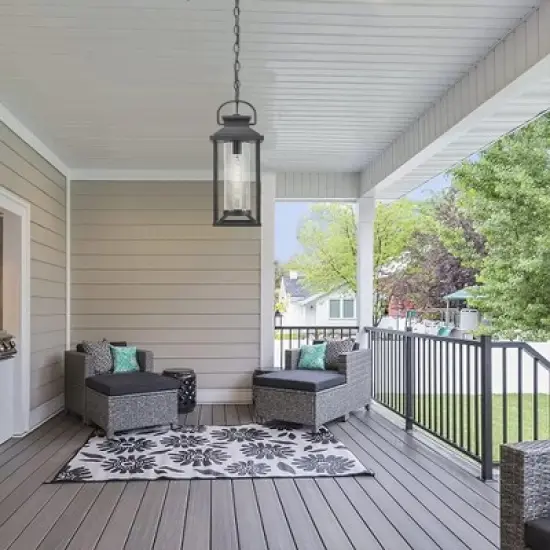 Maliang Outdoor Pendant Lights for Porch, Outdoor Ceiling Light with Ribbed Glass for House Patio, Anti-Rust Waterproof image {5}