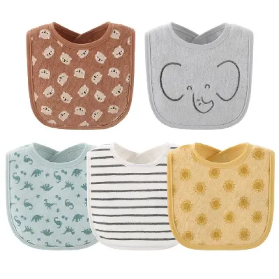 The Peanutshell Terry Baby Bib Set for Boys or Girls, 10-Pack, Feeding, Teething, Drooling, Soft Neutral image {3}