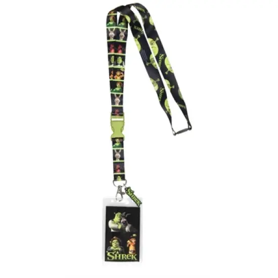 Shrek Ogre and Friends ID Reversible Lanyard Badge Holder w Shrek Rubber Charm image {4}