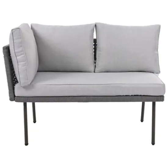 Syemin Patio Seating Sets, Syemin Patio Seating Sets, Outdoor Patio Furniture Sets with Cushion and Backrest, for Lawn Backyard, Gray, image {1}