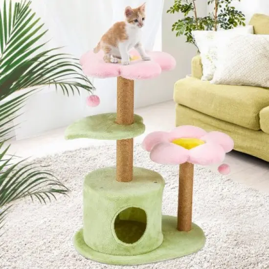 EROMMY Cat Tree,Cat Tower for Indoor Cats, Green image {4}