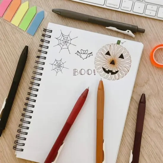 Wrapables Multi-Color Retractable Gel Pen Set (5 pack), 0.5mm Fine Point, for Writing, Journaling, Drawing, Home and Office, Neo-Classic image {8}