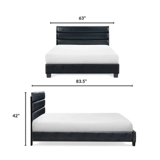 Hudson Leather Upholstered Bed Black - ClickDecor image {10}