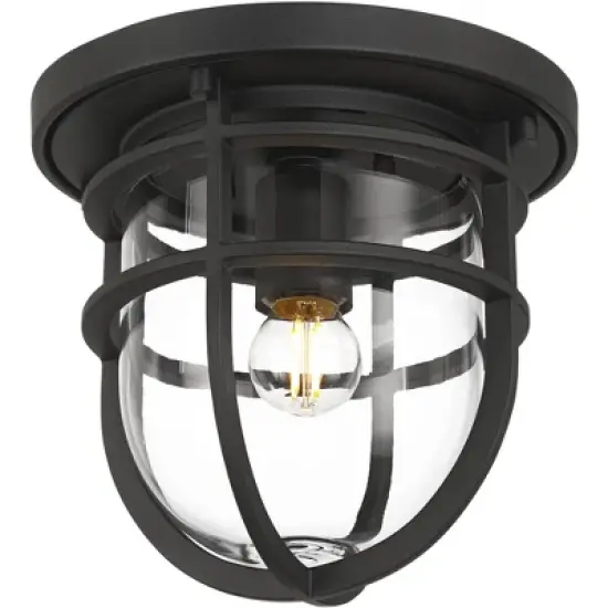 John Timberland Ballast 7 3/4" High Textured Black Outdoor Flush-Mount Ceiling Light image {4}