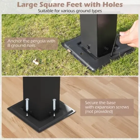 Tangkula 10 x 10 ft Flat Top Pergola w/ Retractable Canopy Outdoor Grill Gazebo image {5}