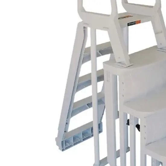 Main Access 48"-54" Heavy-Duty Adjustable Outdoor Above Ground Swimming Pool Smart Step and Climb Ladder with Handrails - White image {2}