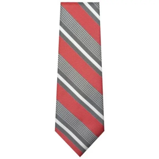 TheDapperTie Men's Red, White And Black Stripes Necktie with Hanky image {1}