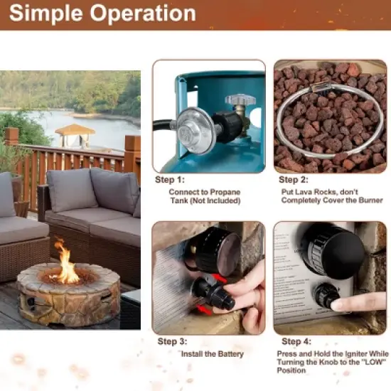 Costway 7PCS Patio Rattan Wicker Furniture Set Gas Fire Pit Table Sofa Cushion image {3}