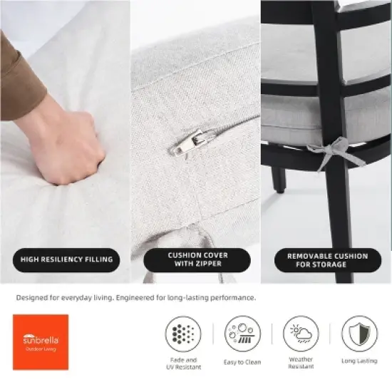 7-Piece Aluminum Patio Dining Set, 71" Sintered Stone Top Rectangular Table and 4 Armchairs & 2 Swivel Rockers with Sunbrella Cushions &ndash; Cuddlewood image {6}