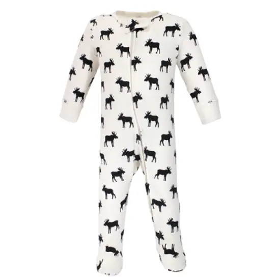 Hudson Baby Infant Boy Cotton Zipper Sleep and Play 3pk, Moose image {2}