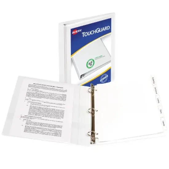 Avery TouchGuard Protection View 3 Ring Binder, Clear View Cover, 1" Slant Rings, 1 White Binder (17141) image {1}