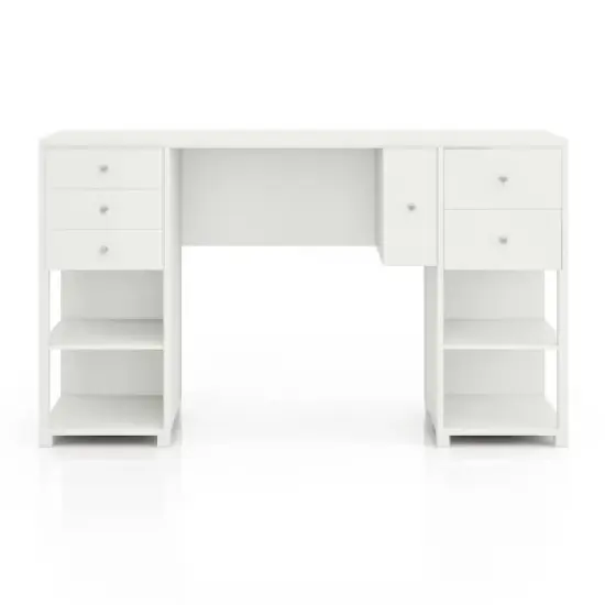Linsell Glam 6 Drawer Vanity Table Luminous White - miBasics image {2}