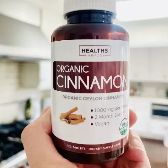 USDA Organic Ceylon Cinnamon Tablets, 1000mg Cinnamon Quill Powder, Supports Metabolism & Cognition, Immune Support, Health's Harmony, 30, 60 or 120ct image {3}