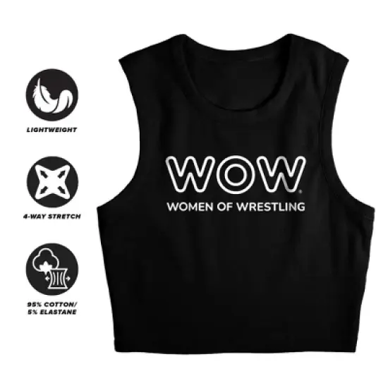 Women's Women of Wrestlingsingle Color Logo Sleeveless Crop Top Tank image {2}