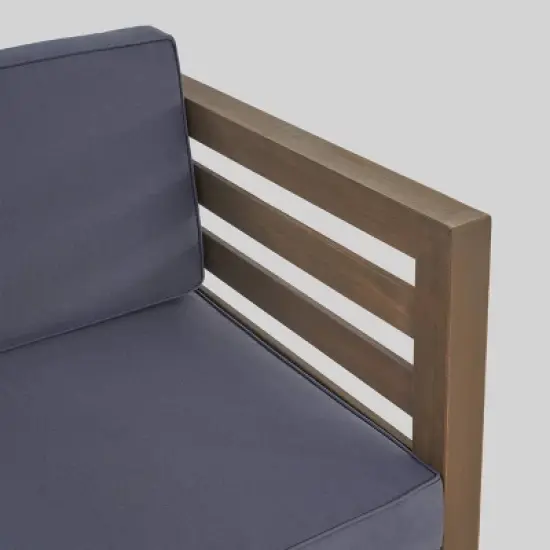 Oana 6pc Acacia Wood Sofa Chat Set - Gray/Dark Gray - Christopher Knight Home image {3}