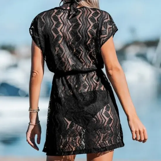 Women's Crochet Drawstring Cover-Up Dress -Cupshe image {1}