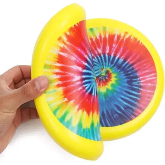 Blue Panda 4 Pack Outdoor Indoor Flying Disc Tie-Dye Toys for Kids, Beach Family Games, Yellow, 8 in image {3}
