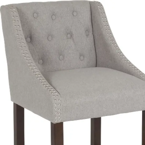 Merrick Lane Upholstered Counter Stool 24" High Transitional Tufted Counter Stool with Accent Nail Trim image {10}