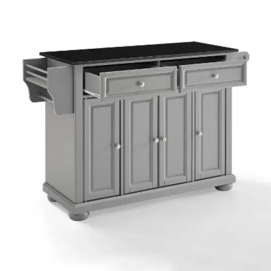 Alexandria Kitchen Island with Granite Top Vintage Gray/Black - Crosley image {1}
