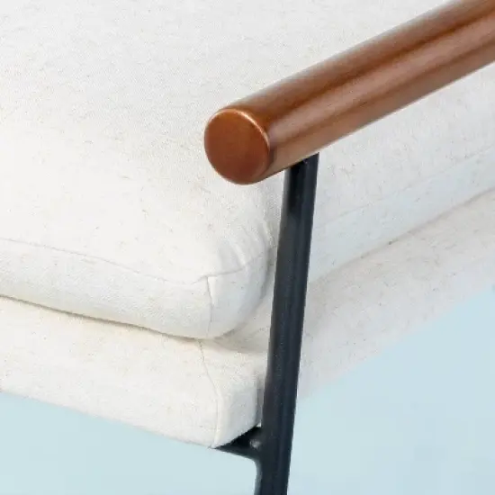 Cushioned Metal & Wood Bench - Cream/Black - Hearth & Hand&trade; with Magnolia image {3}