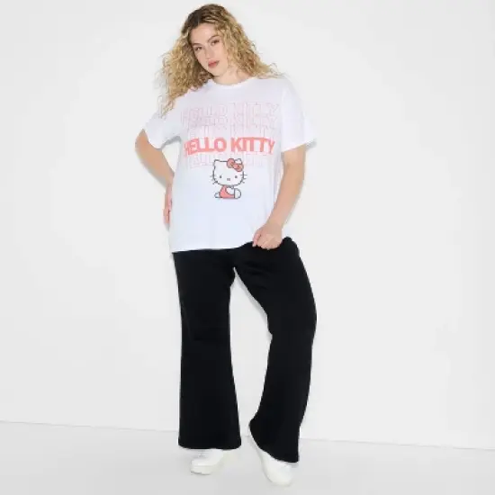 Women's Hello Kitty Short Sleeve Graphic T-Shirt - White image {4}