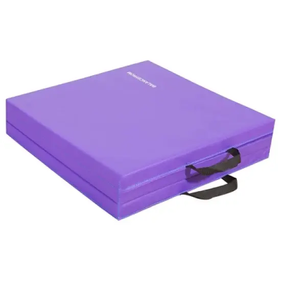 BalanceFrom Fitness GoGym 6'x2'x1.5" Folding Anti Tear High Density Vinyl 3-Panel Gym Exercise Mat for Yoga, Aerobics, Pilates, & Gymnastics, Purple image {2}