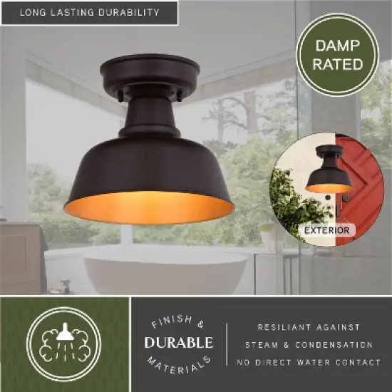 VAXCEL Cody Oil Rubbed Bronze and Light Gold Farmhouse Outdoor Flush Mount Ceiling Light image {4}