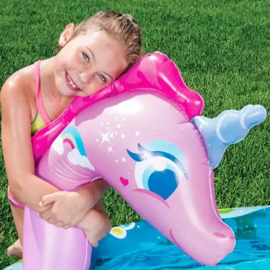 Banzai Spray 'N Splash 78 x 60 x 32" Unicorn Inflatable Pool image {8}