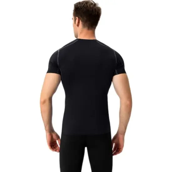 Anna-Kaci Active Men's Short Sleeve Compression Shirt with Stretch Fit and Moisture-Wicking Fabric image {3}