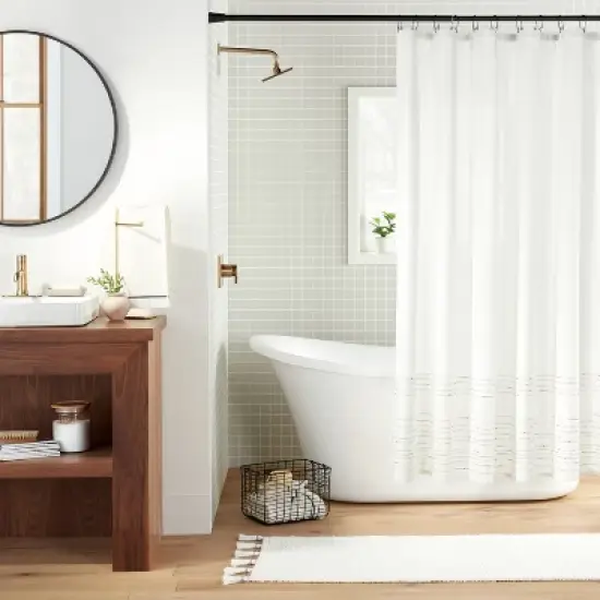 24" x 60" Solid Tassels Bath Rug Sour Cream - Hearth & Hand&trade; with Magnolia image {1}