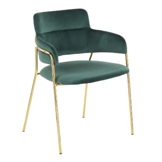 Set of 2 Napoli Contemporary Chairs Gold/Emerald Green Velvet - LumiSource: Chrome-Plated, Metal Legs, Floor Protectors image {1}