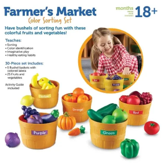 Learning Resources Farmers Market Sorting Set: Preschool Educational Math & Counting Kit with Plastic Cups image {7}