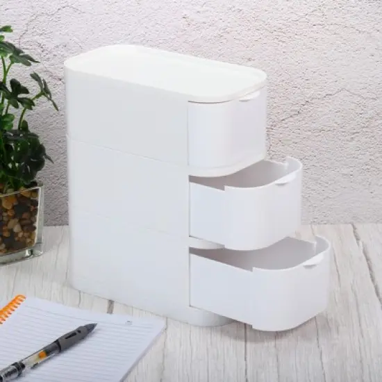 Unique Bargains Plastic Stackable Desk Organizer Makeup Brush Stationery Box Storage Drawer 1 Pc image {4}