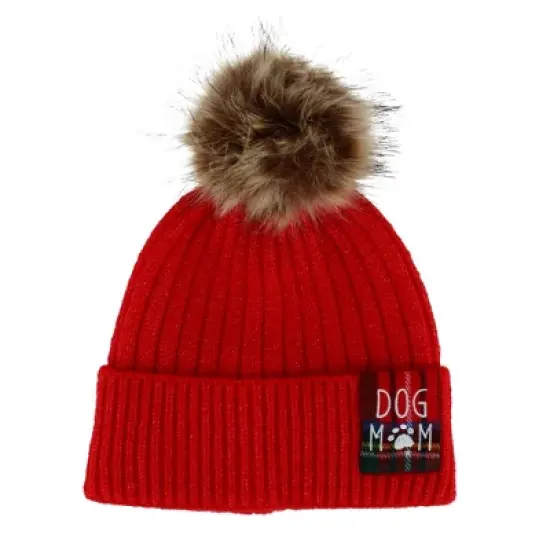 David & Young Women's Dog Mom Beanie Cuff Cap with Pom image {4}