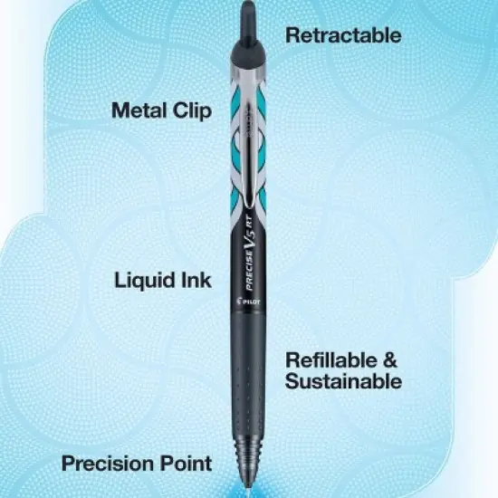 Pilot 3pk Precise V5 RT Deco Collection Rollerball Pens Extra Fine Point 0.5mm Black Ink image {3}