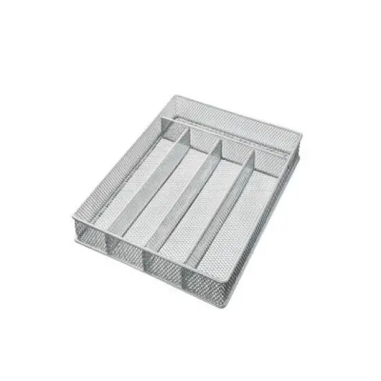 YBM Home 12.5"x 9.25" x 2" 5 Compartment Silver Mesh Cutlery Organizer (196) image {1}