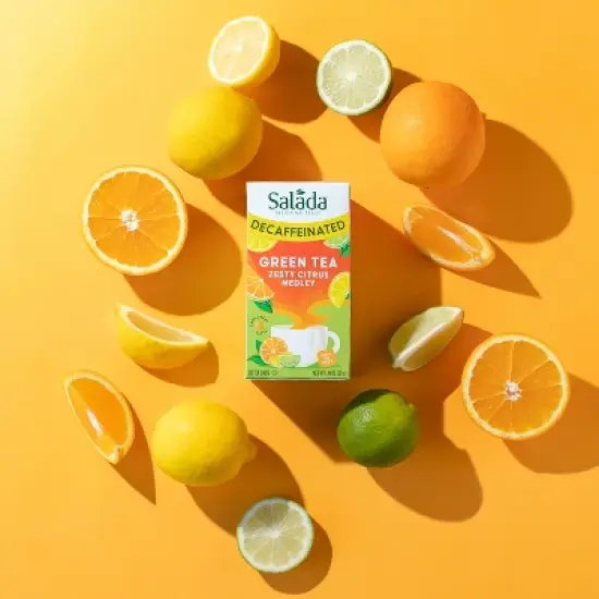 Salada Decaffeinated Citrus Medley Green Tea with 20 Individually Wrapped Tea Bags Per Box (Pack of 6) image {2}