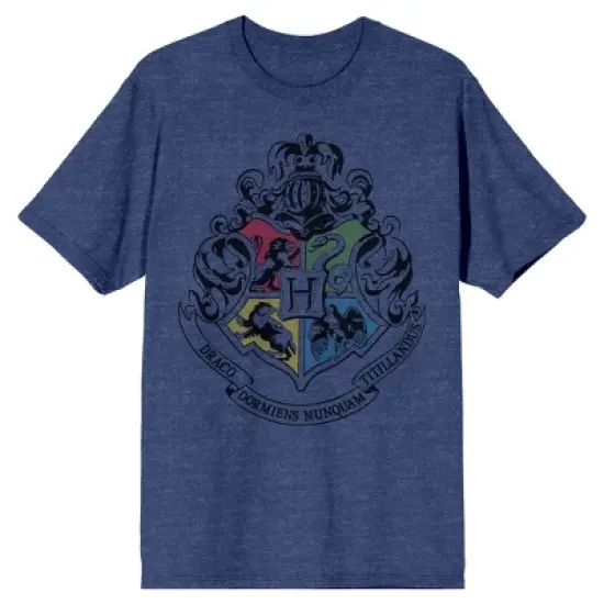 Harry Potter Hogwarts Crest Men's Navy Heather T-shirt image {4}