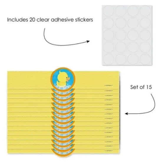 Big Dot of Happiness Ducky Duck - DIY Party Supplies - Baby Shower or Birthday Party DIY Wrapper Favors & Decorations - Set of 15 image {1}