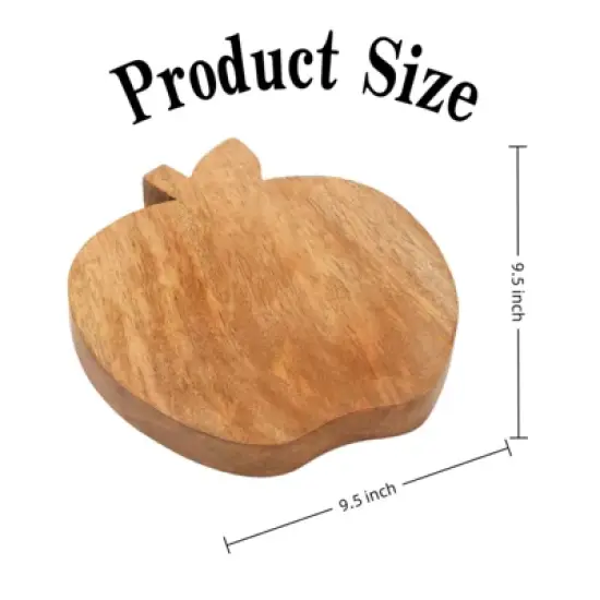 SEVOBAL Serving Platters Cute Apple Shape Wood Cheese and Bread Board with Asymmetrical Modern Design for Cakes, Appetizers, Brown, 9.5"*9.5"*1" image {2}