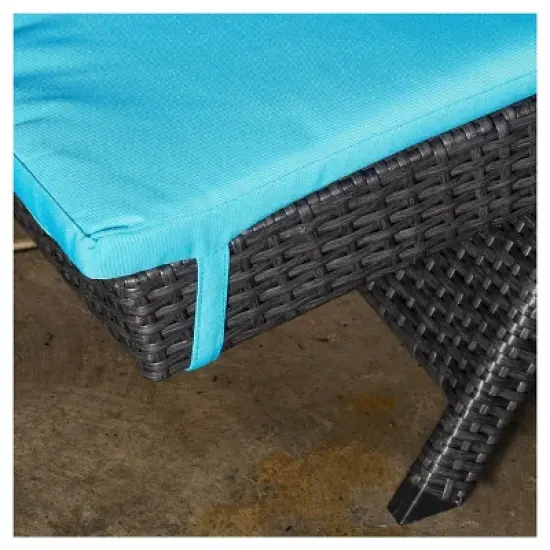 Salem Set of 2 Gray Wicker Adjustable Chaise Lounge - Blue - Christopher Knight Home: UV & Weather-Resistant, Iron Frame image {2}