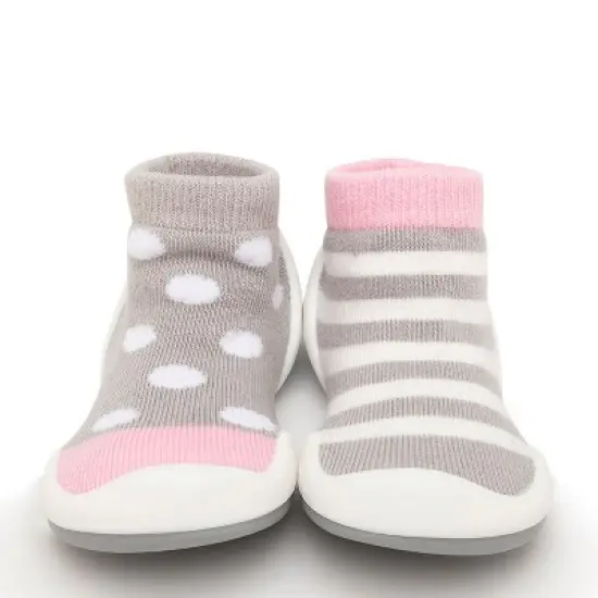 Komuello Baby  Girl First Walk Sock Shoes Dots & Stripes image {1}