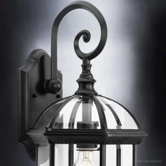 Urban Ambiance Luxury Transitional Outdoor Wall Sconce 18.125''H x 9.75''W,  Midnight Black Finish,  Greensboro Collection, UHP1377 image {5}