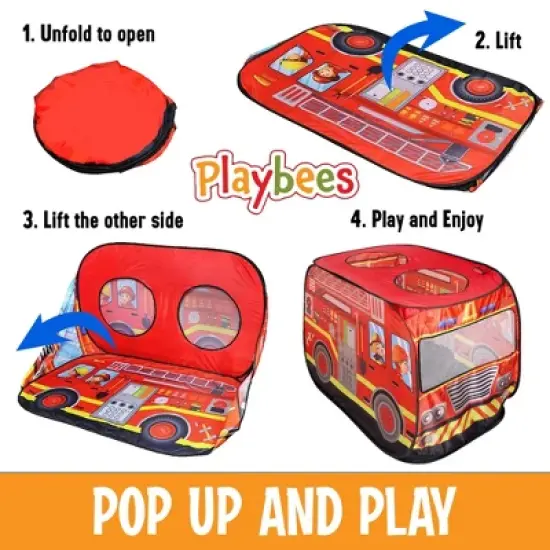 Playbees Pretend Pop-Up Tent Musical Firetruck Adventure image {1}