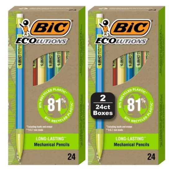 BIC Ecolutions Mechanical Pencil, Recycled Plastic, 0.7mm Point, Black, 48 Pack image {6}