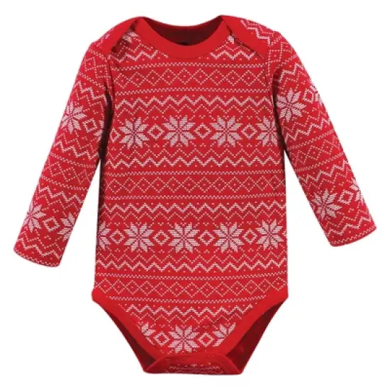 Hudson Baby Unisex Baby Cotton Long-Sleeve Bodysuits, Santa Reindeer image {3}