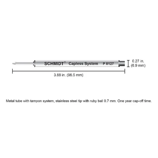 Schmidt 8127 Rollerball Short Capless Refill Medium Blue 2 Pack (SC58132) image {4}