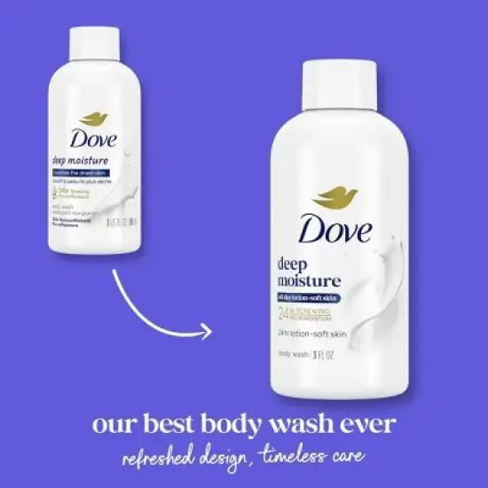 Dove Deep Moisture Mini Body Wash 24hr Lotion-Soft Skin - Travel Size - 3 fl oz image {2}