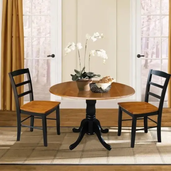 Set of 3 42" Dual  Table with 2 Madrid Chairs Dining Sets Black/Red - International Concepts image {12}